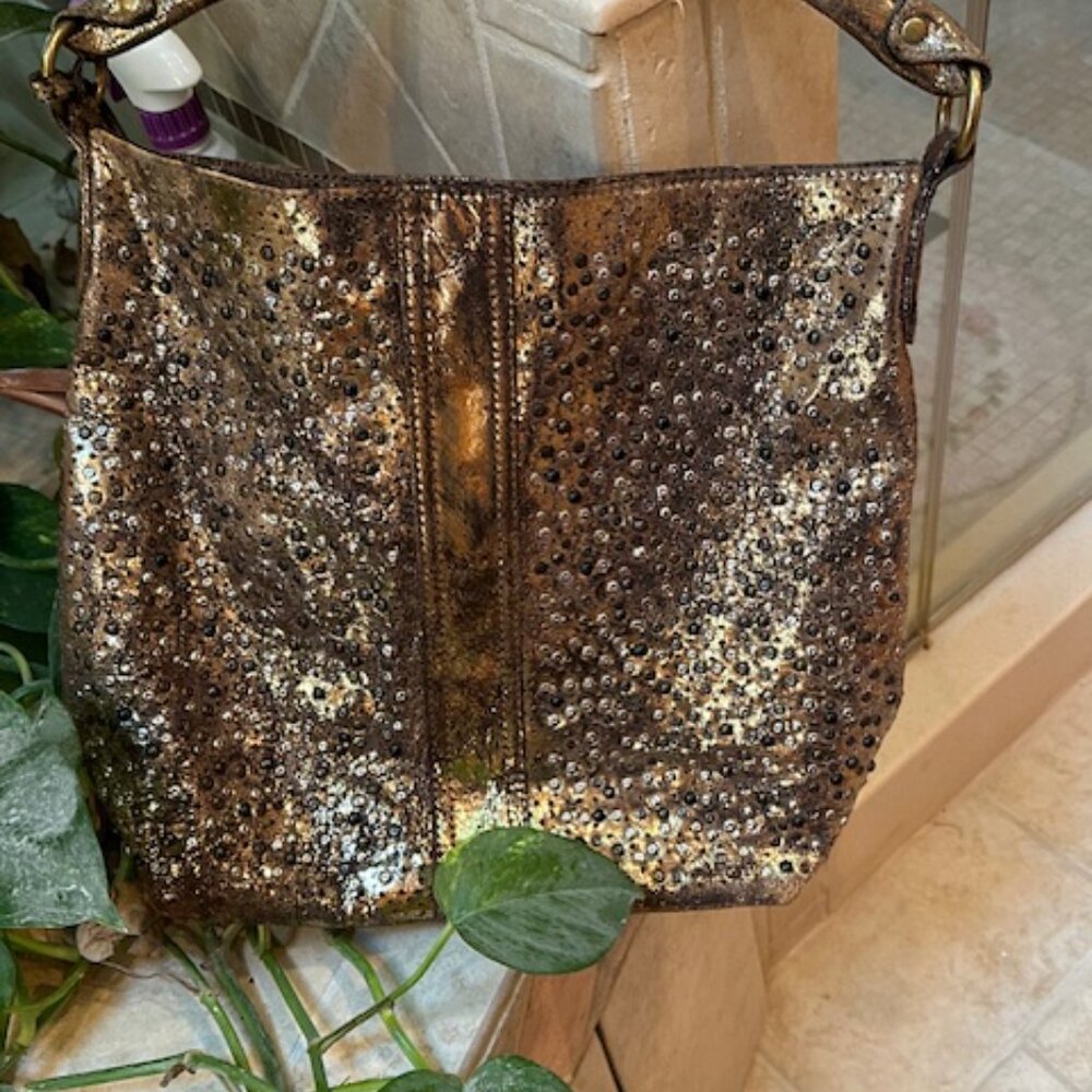 NWT and SUPER RARE - FRYE Deborah Gold Studded Hobo